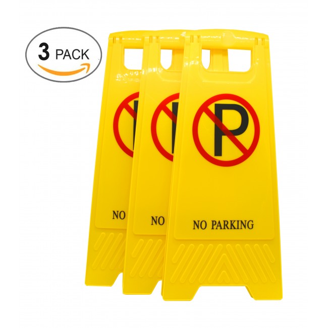  (Pack of 3) 2-Sided Fold-out Floor Safety Sign with No Parking